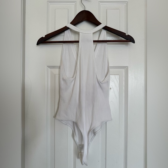 Free People White Ribbed V-Neck Bodysuit - Picture 2 of 6